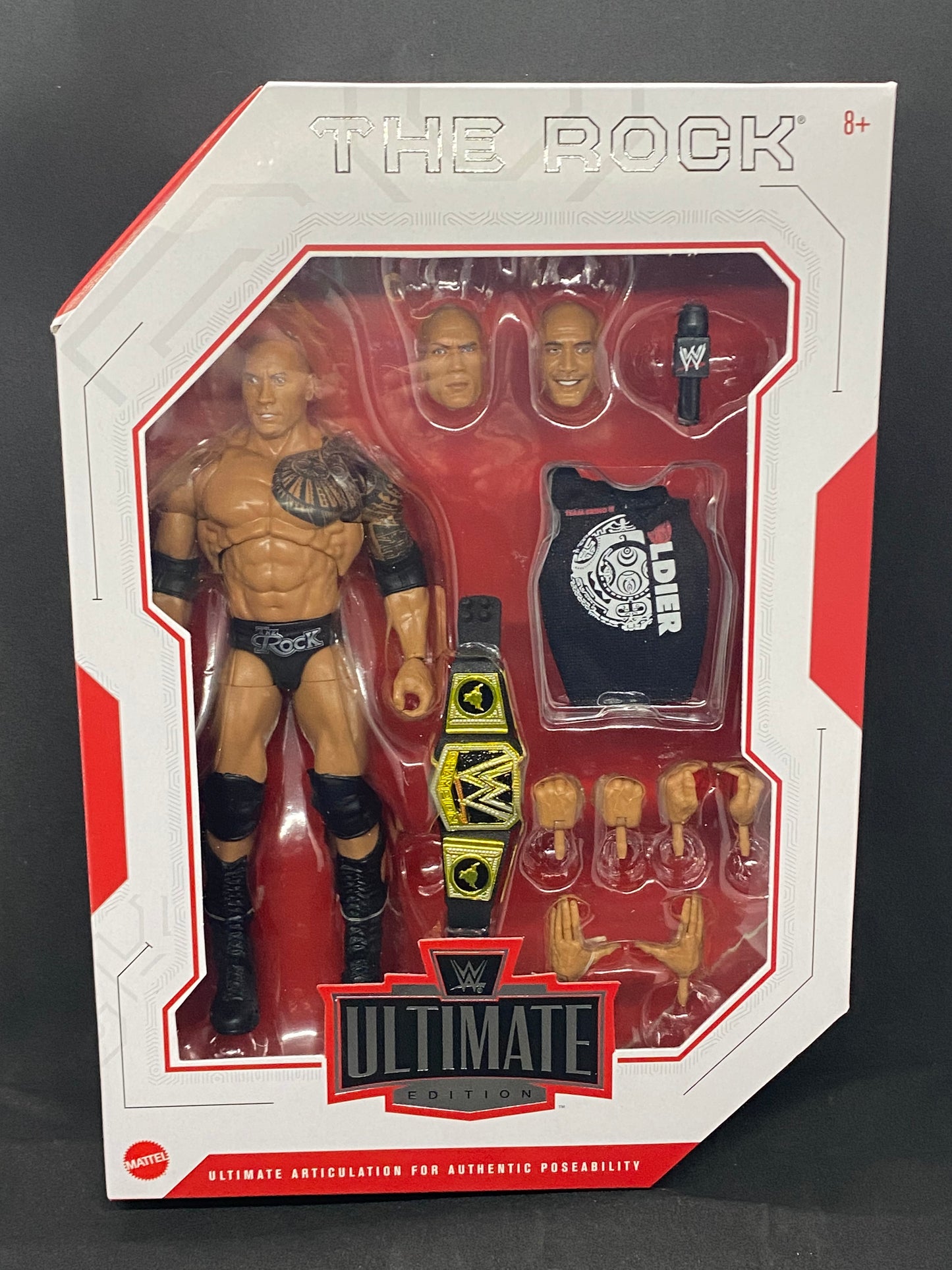 WWE Ultimate Edition Series 10 The Rock w/ WWE Championship belt and shirt