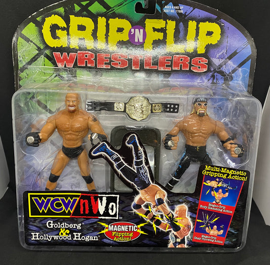 Toybiz Grip N Flip Wrestlers Hulk Hogan and Goldberg w/ big gold title