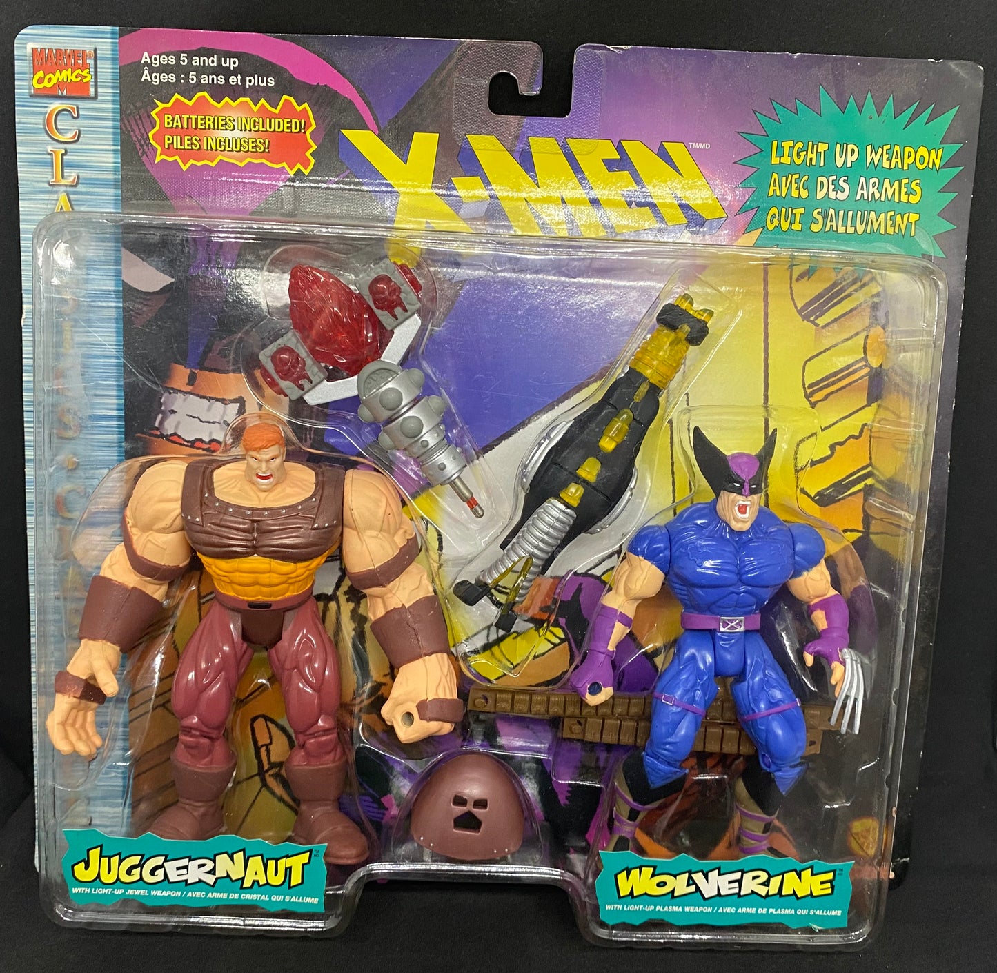 Toybiz Grand Toys X-Men Juggernaut and Wolverine 2 pack w/light up weapon!